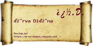Árva Diána névjegykártya